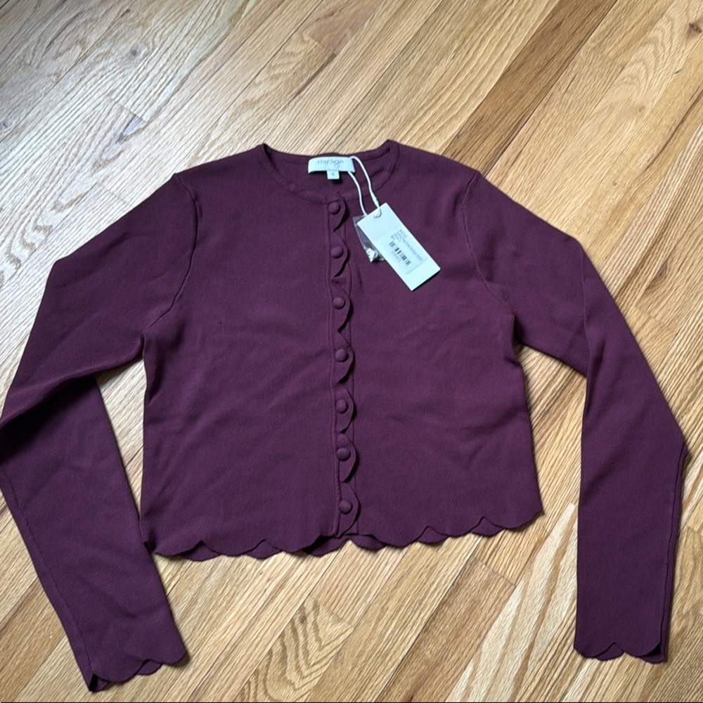 Frame On Central - Meli- Women's Scalloped Edge Cardigan - Purple